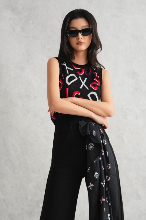 Sixdo Black Denim Loose Pants